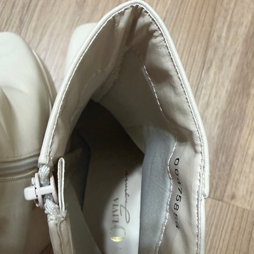 Olive Jaymes Cream Square Toe Platform Ankle Boot… - image 5